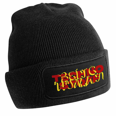 Recycled Beanie Being Human Stripe Wintermütze in schwarz für Raver
